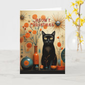 Atomic Cat Retro Sputnik Orange Black Turquoise Karte (Gelbe Blume)