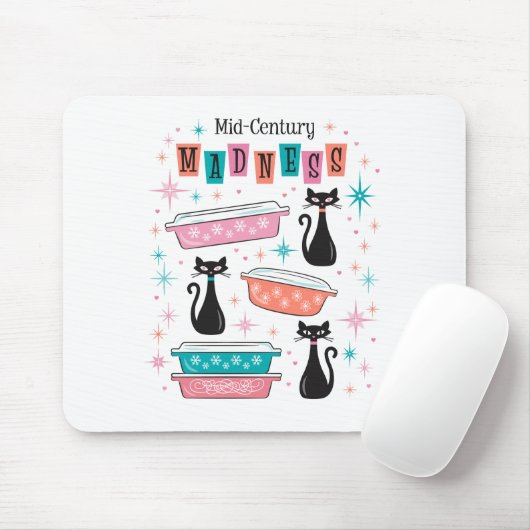 Atomic Cats Mitte des Jahrhunderts Sternexplosion Mousepad (Mit Mouse)