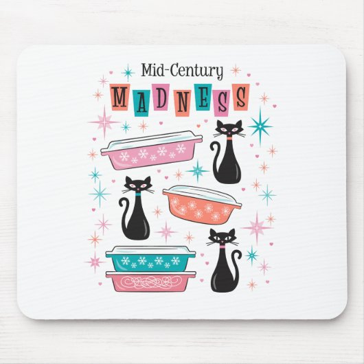 Atomic Cats Mitte des Jahrhunderts Sternexplosion Mousepad (Vorne)