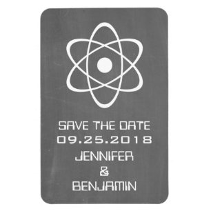 Atomic Chalkboard Save the Date Magnet, Elfenbeink Magnet