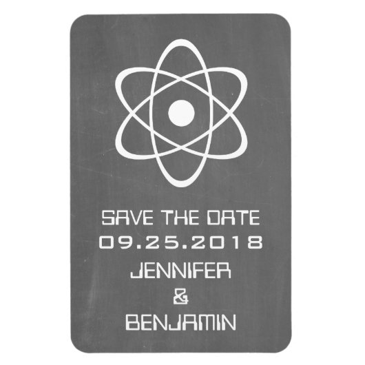 Atomic Chalkboard Save the Date Magnet, Elfenbeink Magnet (Vertikal)