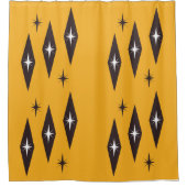 Atomic Diamonds Pattern Orange der 50er Jahre Duschvorhang (Vorderseite)