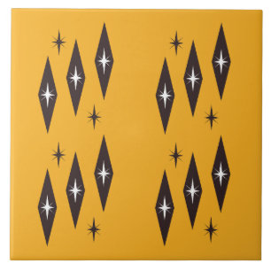 Atomic Diamonds Pattern Orange der 50er Jahre Fliese