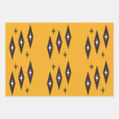 Atomic Diamonds Pattern Orange der 50er Jahre Geschenkpapier Set (Vorderseite 2)