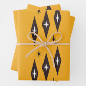 Atomic Diamonds Pattern Orange der 50er Jahre Geschenkpapier Set (Beispiel)