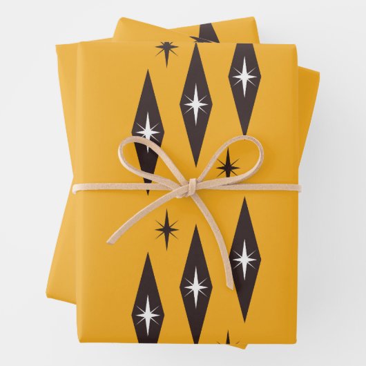 Atomic Diamonds Pattern Orange der 50er Jahre Geschenkpapier Set (Beispiel)