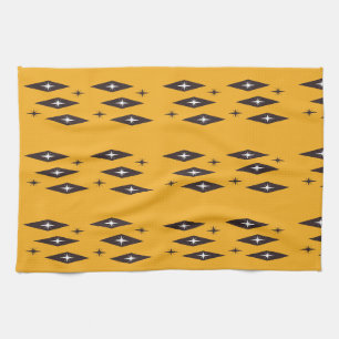 Atomic Diamonds Pattern Orange der 50er Jahre Geschirrtuch