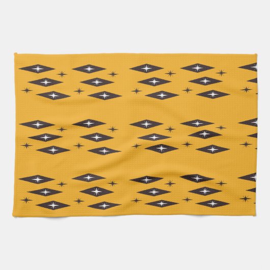 Atomic Diamonds Pattern Orange der 50er Jahre Geschirrtuch (Horizontal)