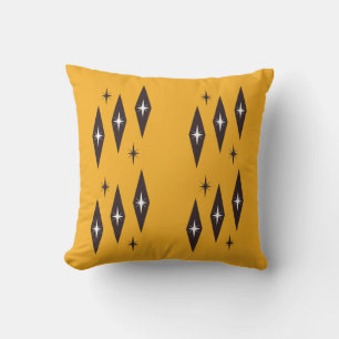 Atomic Diamonds Pattern Orange der 50er Jahre Kissen