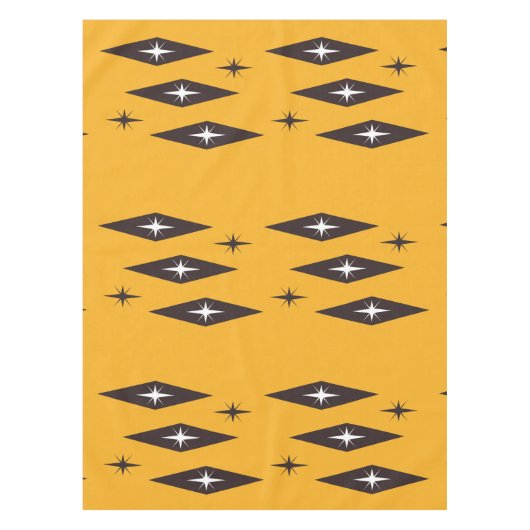 Atomic Diamonds Pattern Orange der 50er Jahre Tischdecke (Vorderseite)