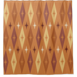 Atomic Diamonds Stars Orange aus den 50er Jahren Duschvorhang