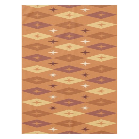 Atomic Diamonds Stars Orange aus den 50er Jahren Tischdecke (Vorderseite)