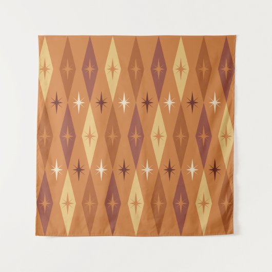 Atomic Diamonds Stars Orange aus den 50er Jahren Wandteppich (Vorderseite)