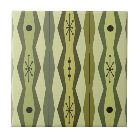 Atomic Era Abstract Columns Green Chartreuse Fliese (Vorderseite)