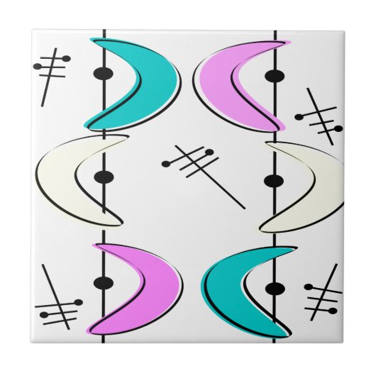 Atomic Era Bumerang Abstracts Fliese (Vorderseite)