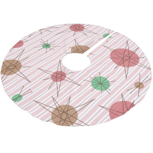 Atomic Era Candy Cane Stripes Polyester Weihnachtsbaumdecke (Schrägansicht)