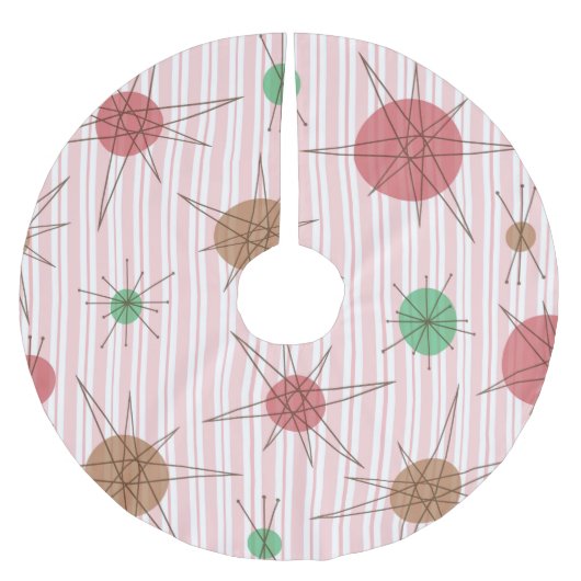 Atomic Era Candy Cane Stripes Polyester Weihnachtsbaumdecke (Vorderseite)