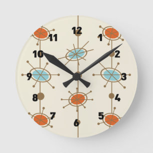 Atomic Era Runde Wanduhr