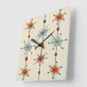 Atomic Era Satellites Quadratische Wanduhr (Winkel)