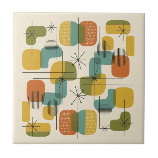 Atomic Era Starburst and Rounded Shapes #4 ID1224 Fliese (Vorderseite)