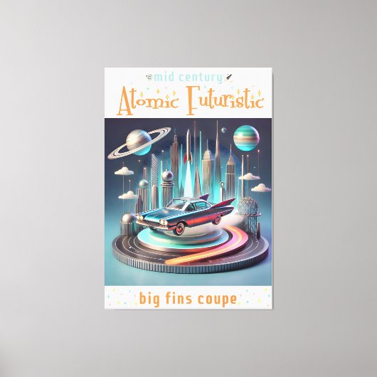 Atomic Futuristic Big Fins Coupe Car Leinwanddruck (Vorderseite)