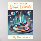 Atomic Futuristic Big Fins Coupe Car Poster (Vorne)