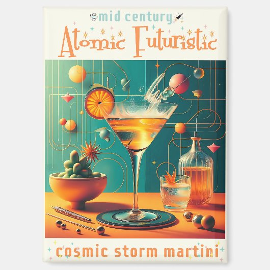 Atomic Futuristic Cosmic Storm Martini Magnet (Vorderseite)