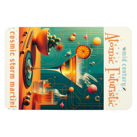 Atomic Futuristic Cosmic Storm Martini Magnet (Horizontal)