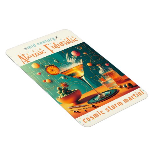 Atomic Futuristic Cosmic Storm Martini Magnet (Rechte Seite)