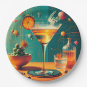 Atomic Futuristic Cosmic Storm Martini Pappteller (Vorderseite)