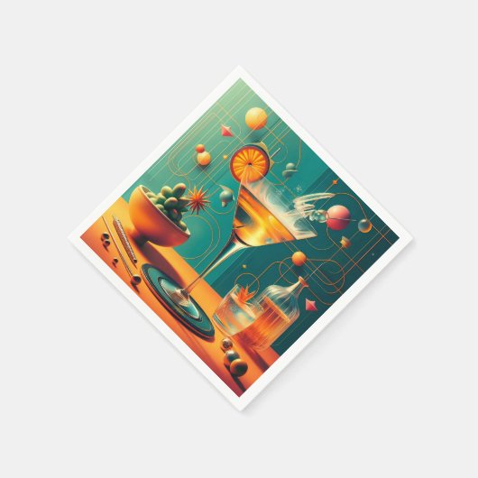 Atomic Futuristic Cosmic Storm Martini Serviette (Ecke)