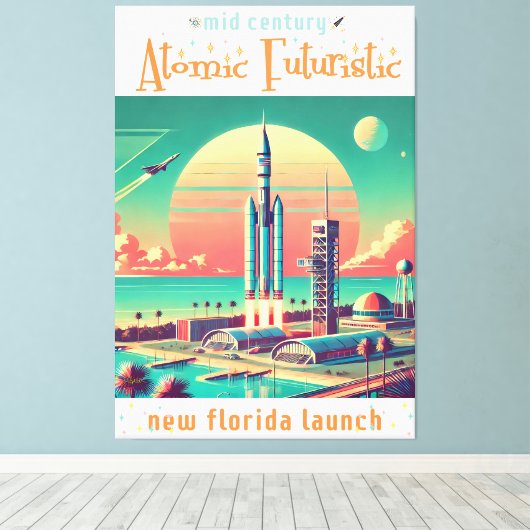 Atomic Futuristic New Florida Launch Site Leinwanddruck (Insitu (Holzboden))