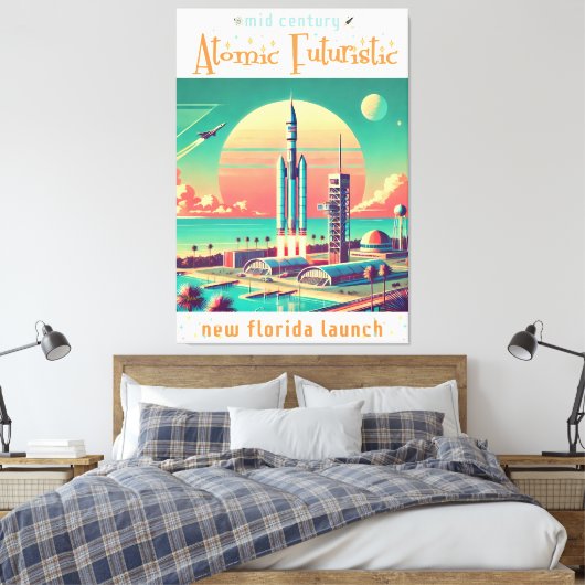 Atomic Futuristic New Florida Launch Site Leinwanddruck (Insitu (Schlafzimmer))