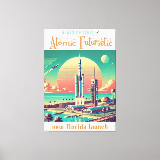 Atomic Futuristic New Florida Launch Site Leinwanddruck (Vorderseite)