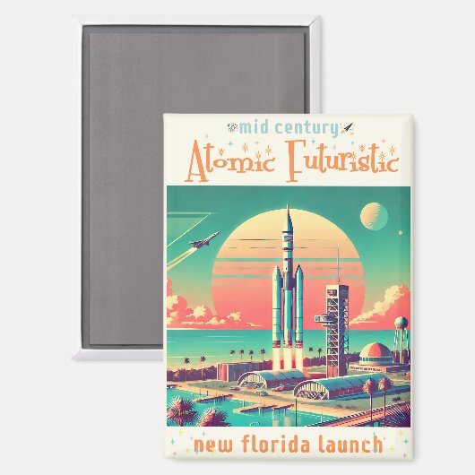 Atomic Futuristic New Florida Launch Site Magnet (Vorderseite/Rückseite)