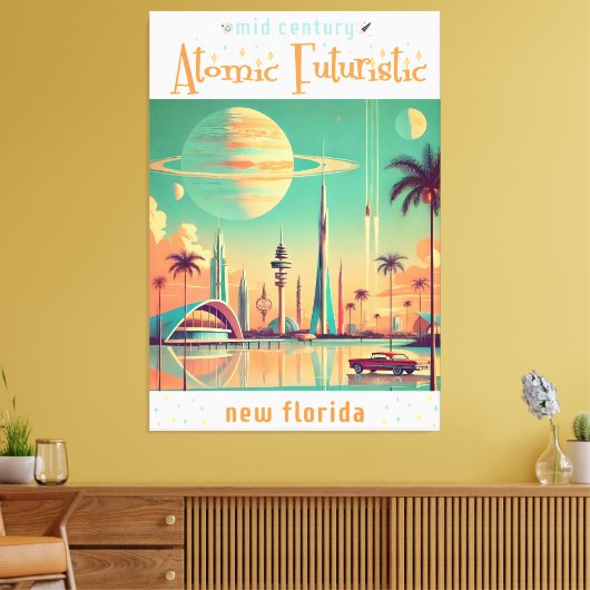 Atomic Futuristic New Florida Leinwanddruck (Insitu (Wohnzimmer))
