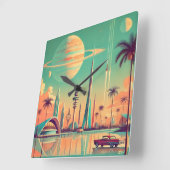 Atomic Futuristic New Florida Quadratische Wanduhr (Winkel)