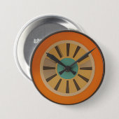 Atomic Futuristic Orange Slice Clock Image Button (Vorne & Hinten)