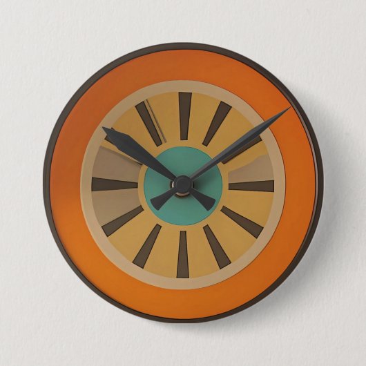 Atomic Futuristic Orange Slice Clock Image Button (Vorderseite)