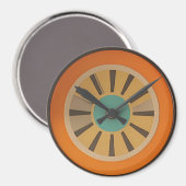 Atomic Futuristic Orange Slice Clock Image Magnet (Vorderseite/Rückseite)
