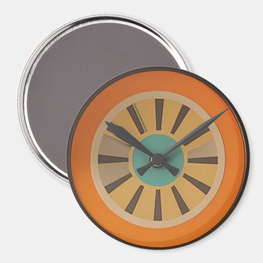 Atomic Futuristic Orange Slice Clock Image Magnet (Vorderseite/Rückseite)