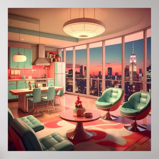 Atomic Futuristic Penthouse Apartment Poster (Vorne)