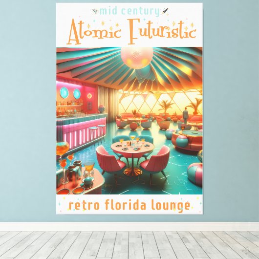 Atomic Futuristic Retro Florida Lounge Leinwanddruck (Insitu (Holzboden))