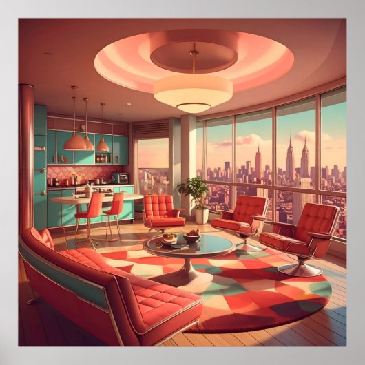 Atomic Futuristic Urban Apartment Poster (Vorne)