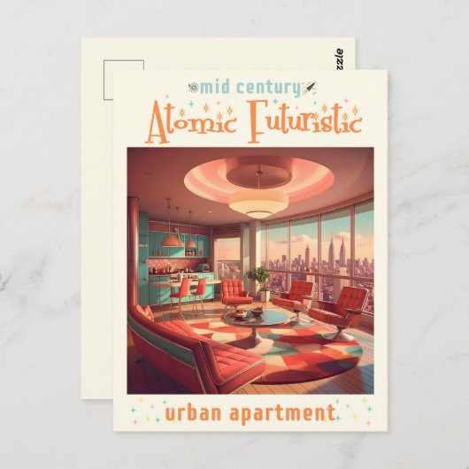 Atomic Futuristic Urban Apartment Postkarte (Vorne/Hinten)