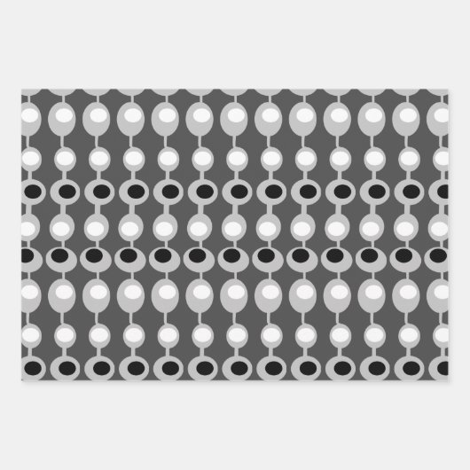 Atomic Gray Trio aus der Mitte des Jahrhunderts Geschenkpapier Set (Vorderseite 2)