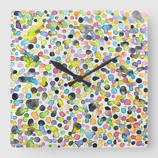 Atomic Gumdropp Wall Clock Quadratische Wanduhr (Vorderseite)
