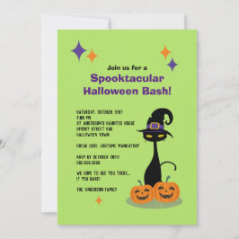 Atomic Halloween Cat Mitte des Jahrhunderts Einladung