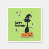 Atomic Halloween Cat Mitte des Jahrhunderts Serviette (Vorderseite)