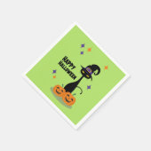 Atomic Halloween Cat Mitte des Jahrhunderts Serviette (Ecke)